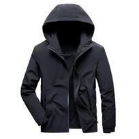 Spring and Autumn Hooded Side Seam Socket Ordinary Blue Trend Zipper Casual Youth Fit Jacket 4XL black