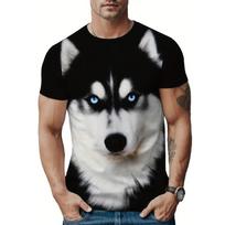 Vibrant Funny Dog Print Crew Neck Short Sleeve T-Shirt - Ultra-Comfortable Breathable Moisture-Wicking Athletic Relaxed Fit Summer, Spring S