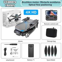 Naujos AE7 Drone 8K HD ESC 3 kameros su šepetėliu varikliu kliūčių išvengimo optinio srauto padėties nustatymo keturkopteriu Aerofotografijos žaislas Dovana 4K 1B pilka
