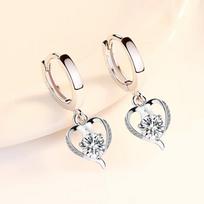 New Love Water Drop Earrings Earrings Shiny Zircon Earrings Diamond Short Female Earrings beige