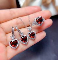 Asli 925 Perak Set Perhiasan Pengantin Wanita Bulat Kyanite Cincin Pernikahan + Kalung Set Perak 925 Hadiah Perhiasan 45cm