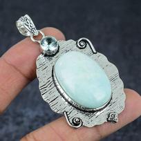 Natural Amazonite Gemstone 925 Sterling Silver Jewelry Pendant 2.76  A7E08