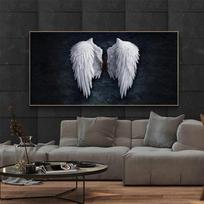 Šiuolaikiniai juodai balti angelo sparnai drobės tapyba sieniniai meno plakatai spaudiniai abstrakčios nuotraukos svetainės biuro namų dekoras be rėmelio 20*40cm No Frame black