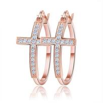 Orsa Jewels Silver Color Hoop Earrings For Women Large Cross Loop Paved Shiny Austrian Crystal Fashion Jewelry Earring Oe142