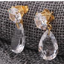 Temperament Wild Drop Gold Titanium Steel Earrings Crystal From Austrian Fit Women and Female for Party gray
