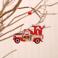 Kalėdinis dažytas medinis pakabukas Kalėdų papuošalai Kalėdų eglutė Spalvingas senuko automobilio rašto pakabukas Christmas tree elderly