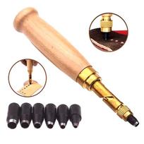 Skylių perforatorius Sraigtinis Nuimamas Knygų Grąžtas Automatinis Su 6 Dydžių Antgaliu 1,5-4 mm Automatinis Diržų Sraigtinis Perforatorius Odos Įrankis 1 SET beige