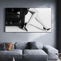 Figure oil painting model silk stockings long legs art canvas painting living room corridor office home decoration mural No Frame 20*40cm No Frame white