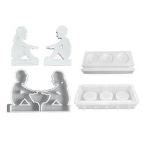 2 Pcs Candlestick Silicone Molds Couple Candle Holder Resin Moulds Epoxy Casting Mould for DIY Home Valentines Day Decor white
