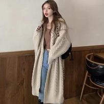 Womens Cardigan Long Sleeve Cable Knit Sweater Open Front Loose Outwear Drop Shoulder Maxi Sweater XXL gray