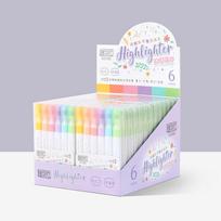 6 Colors Pastel Color Highlighter Pen Set Brush Fluorescent Markers Highlighters Pens Art Marker Japanese Cute Kawaii Stationery rožinė