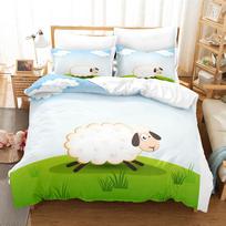 Cartoon Goat Duvet Cover Set Cute Kawaii White Goat White Background King Queen Size for Girls Boys Gift Polyester Bedding Set 70x133cm 2pcs