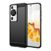 Smūgiams atsparus telefono dėklas Huawei P60 Pro P60pro prabangus silikoninis galinis dangtelis p60 minkšti anglies pluošto dėklai Coque Fundas P60 juoda