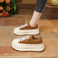 New Microfiber Woman ROME Hidden Heels Chunky Sneakers Ankle Boots Motorcycle Round Toe Breathable Spring Autumn Shoes 35 brown