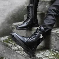 Vyriški aukšto kirpimo madingi batai su užtrauktuku vyriški batai Originalūs pasiūlymai – pigūs nauji Y2k klasikiniai mados dizaineriai reklamoje 44 black