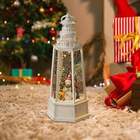 Christmas Music Box Centerpiece Wind Lamp Night Light Retro Ornament for Indoor Use balta