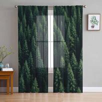 Wallpaper Forest Tree Autumn Sheer Curtains for Living Room Modern Home Decor Tulle Curtain Bedroom Voile Drapes W135 x H160cm gray