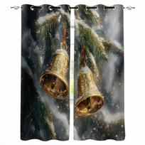 Christmas Pine Tree Snow Bell Blackout Curtains For Living Room Bedroom Window Treatment Blinds Drapes Kitchen Curtains W135 x H60cm gray