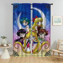 Window Curtain for Room 2 Panel Sailor-Moons Kitchen Curtains Home Interior Curtains Tulle for Bedroom Halloween Decoration W50xH70cmx2pcs