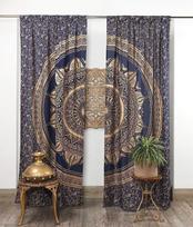 Mandala Yoga Love Indian Hippie Bohemian Luxury Curtains European Living Room Bedroom Kitchen Decoration Window Treatments 1x50W60H(CM)&Hook gray