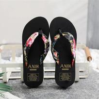 Madingos vasarinės šlepetės namams moterims, mergaitėms, kasdienės šlepetės, flip-flopai, neslystančios, satino spauda, atostogų paplūdimio sandalai Zapatos Mujer 35 black