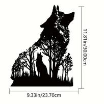 1 vnt. Helovino Juodo Vilko Sienos Dekoracija – Metalo Sienos Menas, Elegantiškas Vilko Dekoravimas Baisiai Tematikai, Unikalus Metalinis Sienų Pakabinimas šviesiai pilka spalva