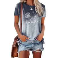 2024 New Spring Summer Women's T- Shirt Dandelion 3 Gradual Print Oversized Top Fashion Clothingng Vintage Short-sleeved 5XL pink