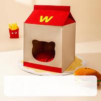 Felt Cartoon Cat Nests Into A Kitten Shelter House  Milk Carton  French Fries  Ragdoll Blue Cat Sleeps In An Enclosed Pet Nest M  35*35*38