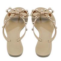 Fashion Slippers Women Flip Flops Summer Outside 2024 New Bowtie Herringbone Drag Women's Pearl Sandals Slippers Jelly Beach Shoes 41 39 ruda