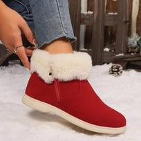 Fashion Botas Mujer Invierno 2024 New Lightweight and Comfortable Ladies Winter Cotton Shoes Fashionable Warm Women's Snow Boots 36 raudona