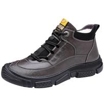 Fashion 2024 Outdoor Cold-resistant Wool Fur Men Boots Leather Men Sneakers Ankle Boots Warm Hiking Boots Work Shoes Climbing Work Boots 38