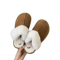 Fashion Plus Size 40 Snow Boots Fur Slippers Female Wearing Baotou Flat Half Drag Thick Sole Cotton Shoes Women Boot Zapatillas De Mujer 35