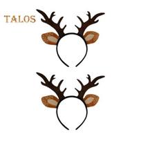 2 vnt. elnio ragų lankelis Kalėdinis Cosplay plaukų lankelis suaugusiems Realistiški elnio ragai Ausys Kostiumo plaukų aksesuaras 2pcs