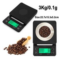 Kavos svarstyklės 3kg/0.1g Didelio tikslumo lašinio espreso svarstyklės su LCD ekranu ir laikmačiu Tikslumas 0.1g Maisto virtuvės elektroninės svarstyklės black