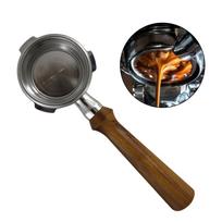 58mm Coffee Bottomless Portafilter Wooden Handle Coffee Machine Accessories Stainless Steel
