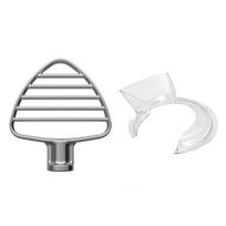 For KitchenAid 4.5-5QT Tilt Head Stand Mixer Pastry Beater & Secure Fit Pouring Shield Attachment Stainless Flat Beater CHINA white