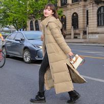 Virš kelių paminkštinta striukė, moteriška madinga plona medvilninė striukė su gobtuvu, storai paminkštinta 3XL žalia
