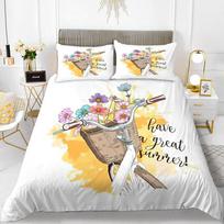 Alphabet Flower Duvet Cover Set Microfiber Flowers Be Your Best Pattern Bedding Set For Teens Girls King Size Soft Quilt Cover EU single(135x200cm) gray