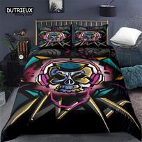 Floral Skull Duvet Cover Twin Microfiber Gothic Skull Bedding Set Skeleton Bones Comforter Cover For Kids Adult Women Room Decor EU single(135x200cm) gray