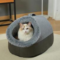 Cat Kennel  Winter Pet Fully Enclosed Large Scarf  Plush Supplies  Portable Warmth M  40*36*28cm