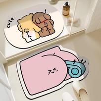 Two-piece Cartoon Grab Butt Bathroom Bathroom Toilet Door Quick Drying Mat Entrance Door Entry Door Entry Door 40*60cm+40*60cm（2.5mm） beige