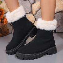 Women's Plus Size Snow Boots Casual Middle Tube Thick Square Heel Fleece Fur Martin Boot Anti Slip Cotton Shoes 35-43 35 juoda