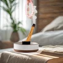 Ceramic Palo Santo Scent Wood Holder Burning Bowl Height 4.5cm 1.3inch Center Hole Round Tray 8.5x4.5cm