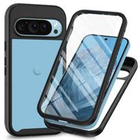 Pixel 8A 7A 7 8 9 Pro XL 5G 2024 Krištolinis dėklas Priekinis ir galinis 360 apsauginis kietas apvalkalas Google Pixel 9 Pro XL dėklui Pixel9 Funda Pixel 9&Case and PET Film juoda