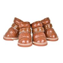 Šilti šunų sniego batai Vandeniui atsparūs Neslystantys šunų batai Mažam šuniukui Šuniukui Katėi Žieminiai su vilnos pamušalu Neslystantys augintinių batai 4 vnt. 5 brown
