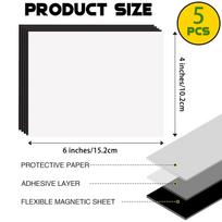 5 lapai lipnių magnetinių lakštų su lipniu pagrindu, 16Mil 0,04 mm 4R / A4 col., lankstūs magnetiniai lakštai su lipnia plėvele black