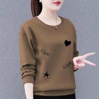 Autumn and Winter Round Neck Pullover Sweater Women Korean Version of Loose Printed Blouse Women XXXXL