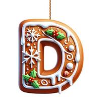 1/26Pcs Gingerbread Alphabet Ornaments 26 Initial Letter Candy Cane Pendant with Berries Pattern Mini Monogram