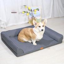 Dog Kennel Winter French Dog Teddy Pet Kennel Sofa Bed Dog Bed Dog Mat Removable and Washable Four-season Universal Cat Kennel Cat Bed S：64*50*14cm beige