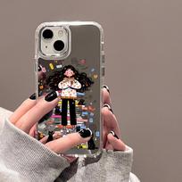 Mobiliųjų telefonų dėklai iPhone 11 13 XR 15 Pro Max 12 14 Pro Max Case iPhone 16 XS Max veidrodinis apsauginis dėklas Veidrodis išskirtinis animacinis filmas, atsparus vandeniui iPhone 16 Pro Max romėniškos sidabrinės spalvos